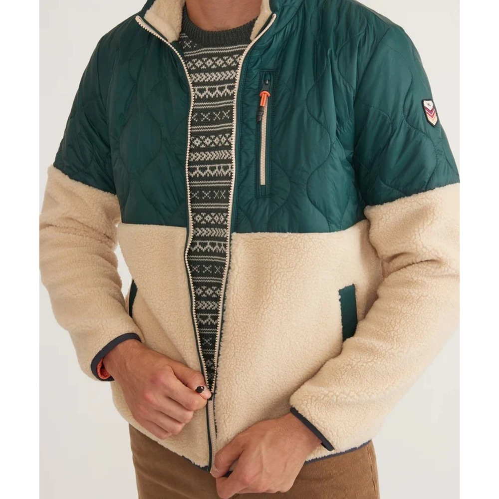 Marine Layer Archive Bariloche Sherpa Jacket Medium Green Tan Full Zip Rare NWOT - Picture 8 of 12